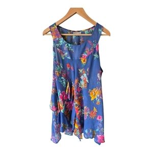 Wallis Floral Tunic Top XL Sleeveless  Women Mixed Print Ruffle Asymmetric Hem